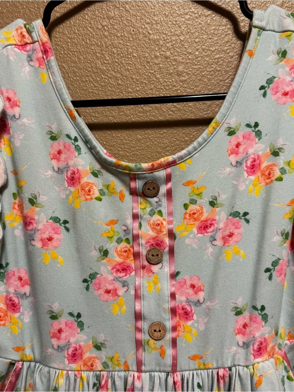 Makena Lane Blue Floral Ruffle Lace Dress Size 14 Boutique